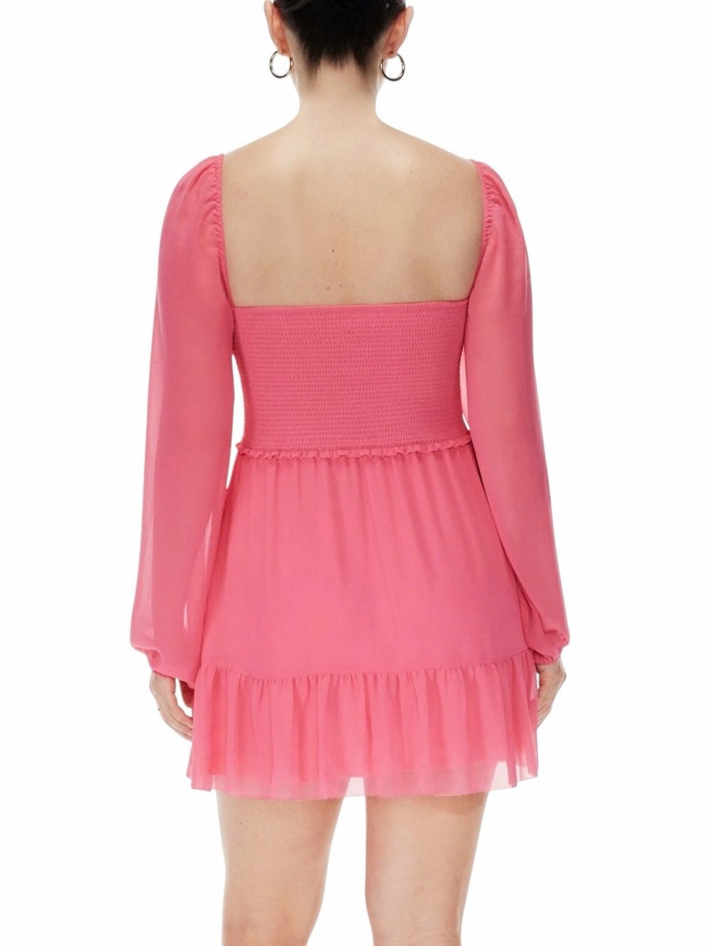 Aritzia Wilfred Tempest Long Sleeve Mini Dress Magenta Pink & White Sz M - Picture 13 of 16